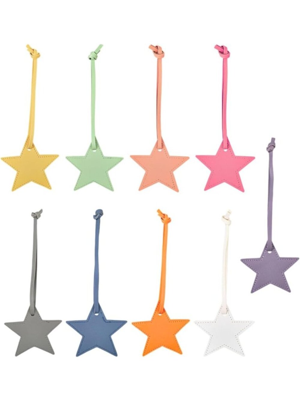 9 Colorful Star Leather Charms - Versatile Five-Pointed Keychain & Bag Ornaments